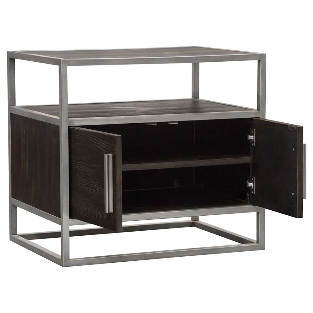 Diamond Sofa - Empire 2-Door End Table in Dark Brown Veneer w/ Hand brushed Silver Metal Frame - EMPIREETSL veiw 12