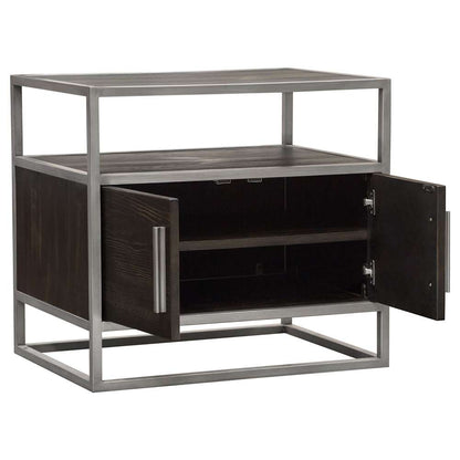 Diamond Sofa - Empire 2-Door End Table in Dark Brown Veneer w/ Hand brushed Silver Metal Frame - EMPIREETSL veiw 12