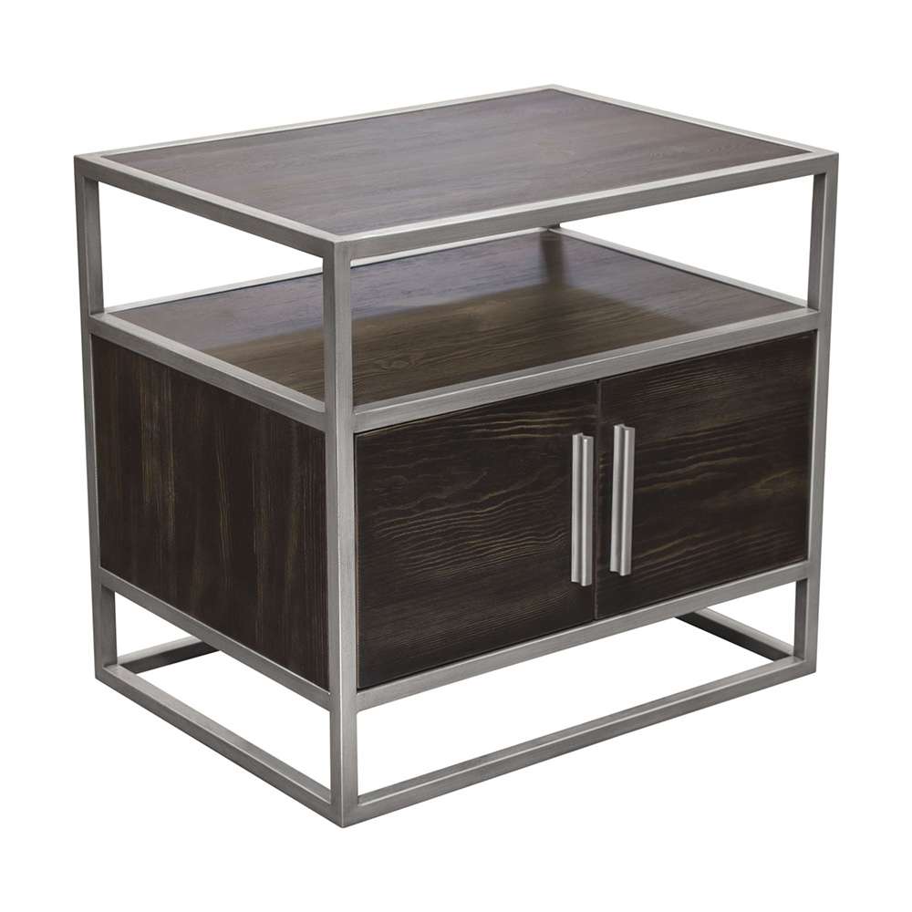 Diamond Sofa - Empire 2-Door End Table in Dark Brown Veneer w/ Hand brushed Silver Metal Frame - EMPIREETSL veiw 13