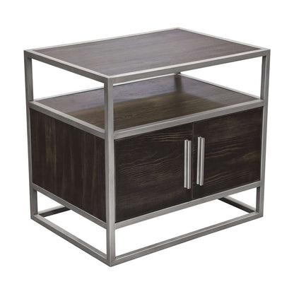 Diamond Sofa - Empire 2-Door End Table in Dark Brown Veneer w/ Hand brushed Silver Metal Frame - EMPIREETSL veiw 13