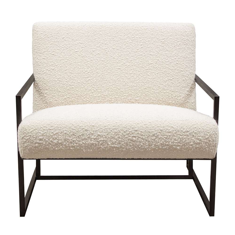 Diamond Sofa - Luxe Accent Chair in Bone Boucle Textured Fabric with Black Powder Coat Frame - LUXECHBO-NB veiw 1