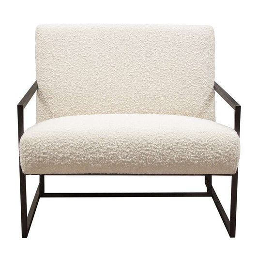 Diamond Sofa - Luxe Accent Chair in Bone Boucle Textured Fabric with Black Powder Coat Frame - LUXECHBO-NB veiw 1