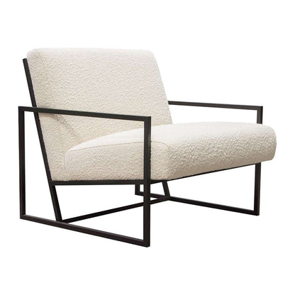 Diamond Sofa - Luxe Accent Chair in Bone Boucle Textured Fabric with Black Powder Coat Frame - LUXECHBO-NB veiw 2