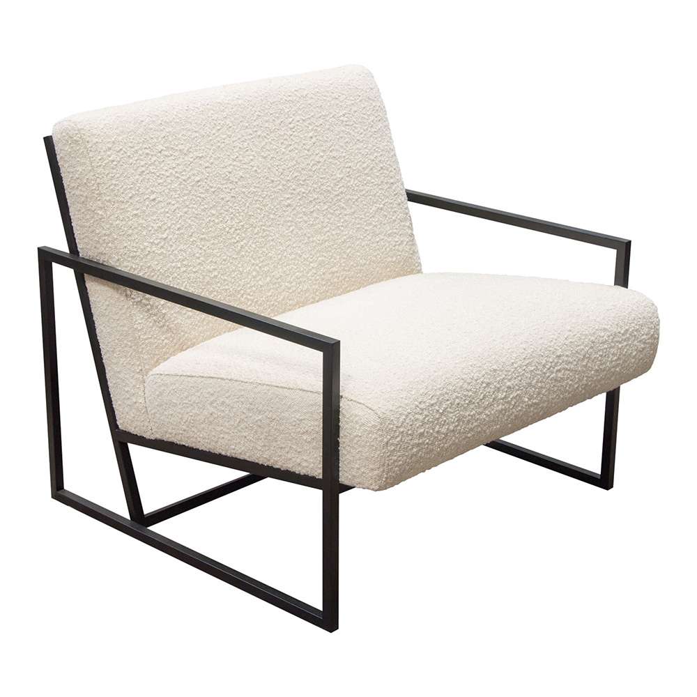Diamond Sofa - Luxe Accent Chair in Bone Boucle Textured Fabric with Black Powder Coat Frame - LUXECHBO-NB veiw 6