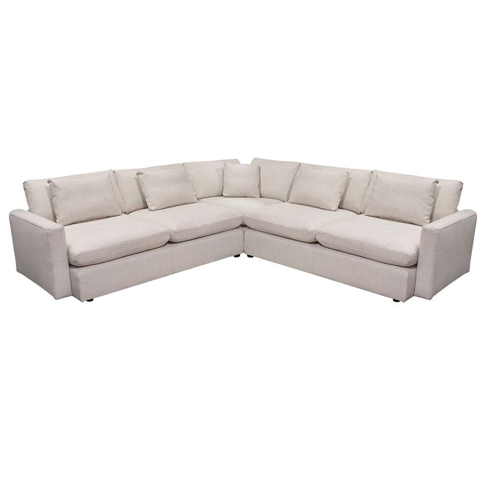 Diamond Sofa - Arcadia 3PC Corner Sectional w/ Feather Down Seating in Cream Fabric - ARCADIACM3PC veiw 1