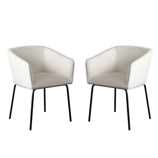 Diamond Sofa - Avery Dining Chairs in Mist White Performance Fabric w/ Black Metal Leg (Set of 2) - AVERYDCWH2PK veiw 1
