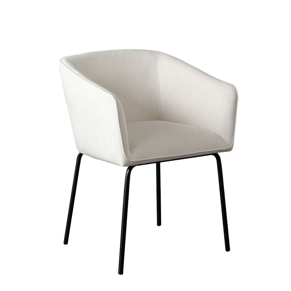 Diamond Sofa - Avery Dining Chairs in Mist White Performance Fabric w/ Black Metal Leg (Set of 2) - AVERYDCWH2PK veiw 3