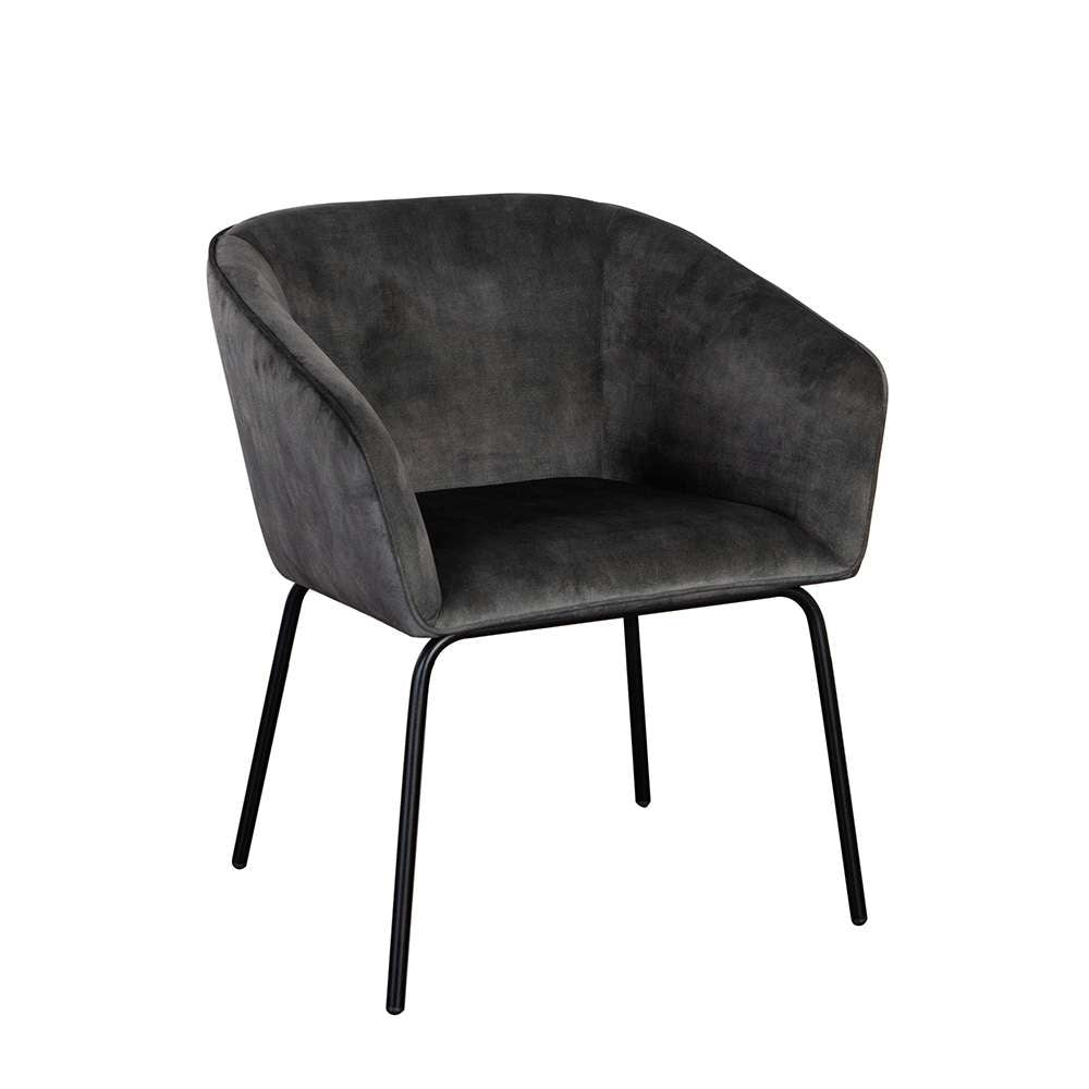 Diamond Sofa - Avery Dining Chairs in Textured Grey Velvet w/ Black Metal Leg (Set of 2) - AVERYDCGR2PK veiw 3