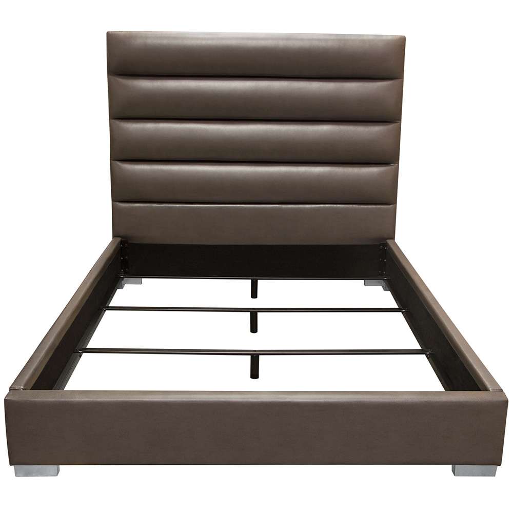 Diamond Sofa - Bardot Channel Tufted Queen Bed in Elephant Grey Leatherette - BARDOTQUBEDEG veiw 1