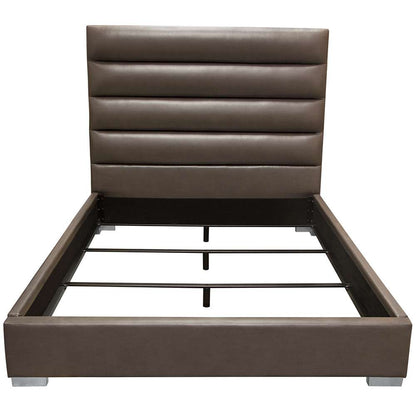 Diamond Sofa - Bardot Channel Tufted Queen Bed in Elephant Grey Leatherette - BARDOTQUBEDEG veiw 1