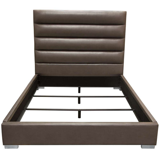 Diamond Sofa - Bardot Channel Tufted Queen Bed in Elephant Grey Leatherette - BARDOTQUBEDEG veiw 1