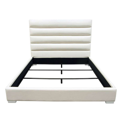 Diamond Sofa - Bardot Channel Tufted Queen Bed in White Leatherette - BARDOTQUBEDWH veiw 1