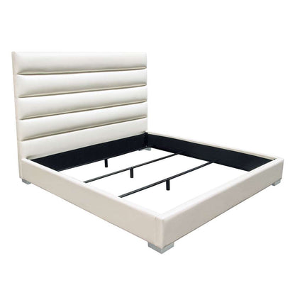 Diamond Sofa - Bardot Channel Tufted Queen Bed in White Leatherette - BARDOTQUBEDWH veiw 2
