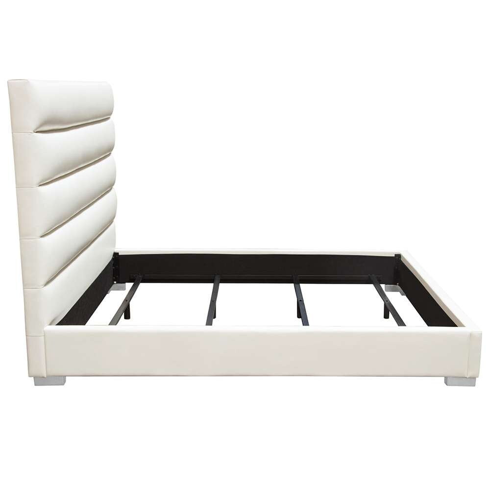 Diamond Sofa - Bardot Channel Tufted Queen Bed in White Leatherette - BARDOTQUBEDWH veiw 6