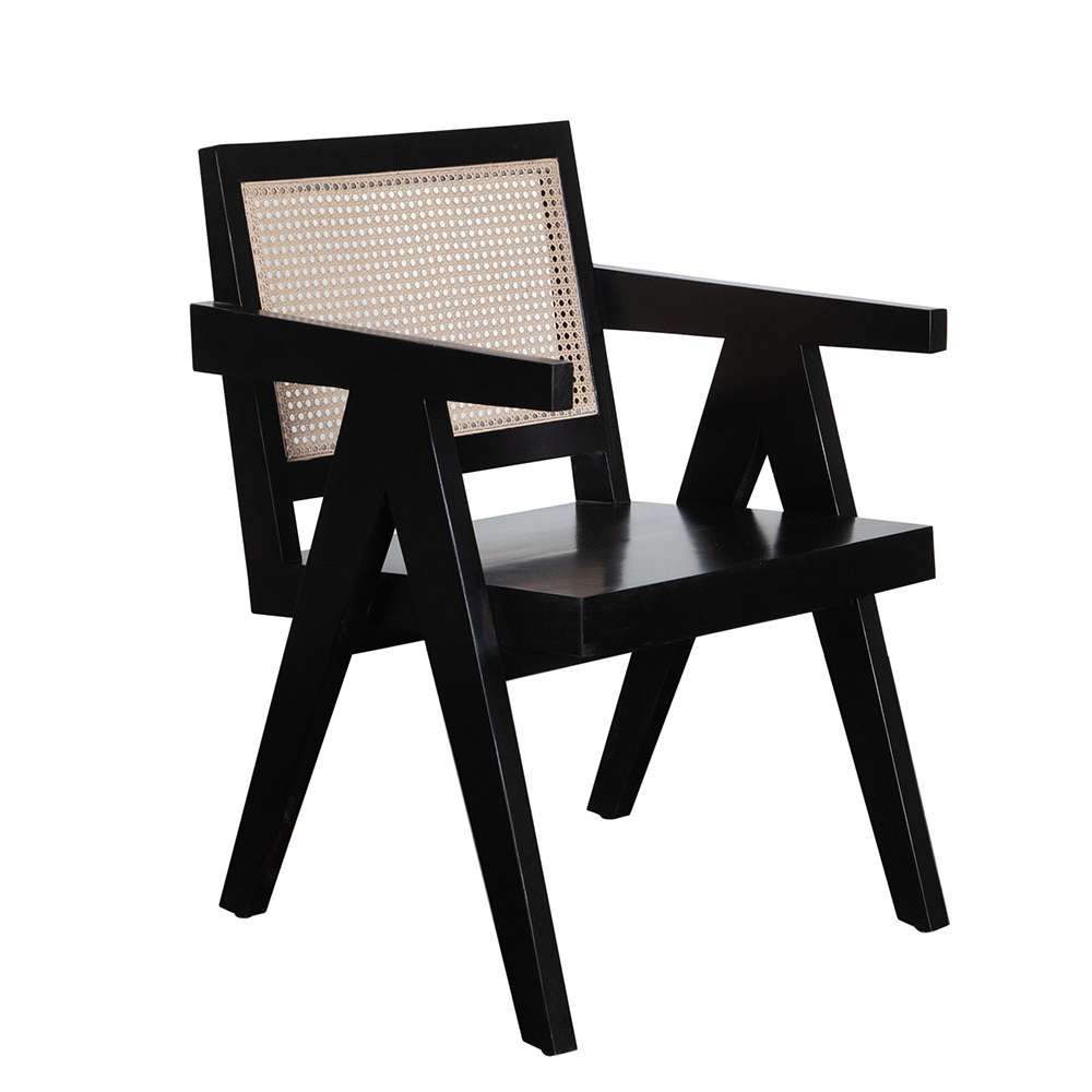 Diamond Sofa - Carter Dining/Accent Chair in Solid Wood Frame in Black Finish w/ Natural Cane Seat Back - CARTERCHBL veiw 2