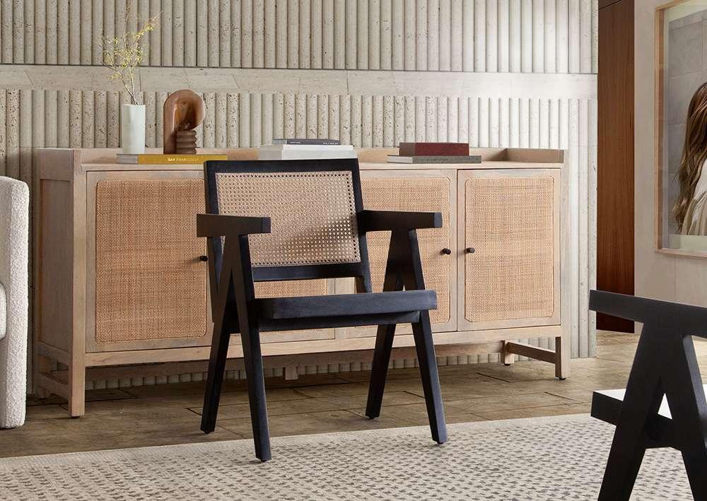 Diamond Sofa - Carter Dining/Accent Chair in Solid Wood Frame in Black Finish w/ Natural Cane Seat Back - CARTERCHBL veiw 4