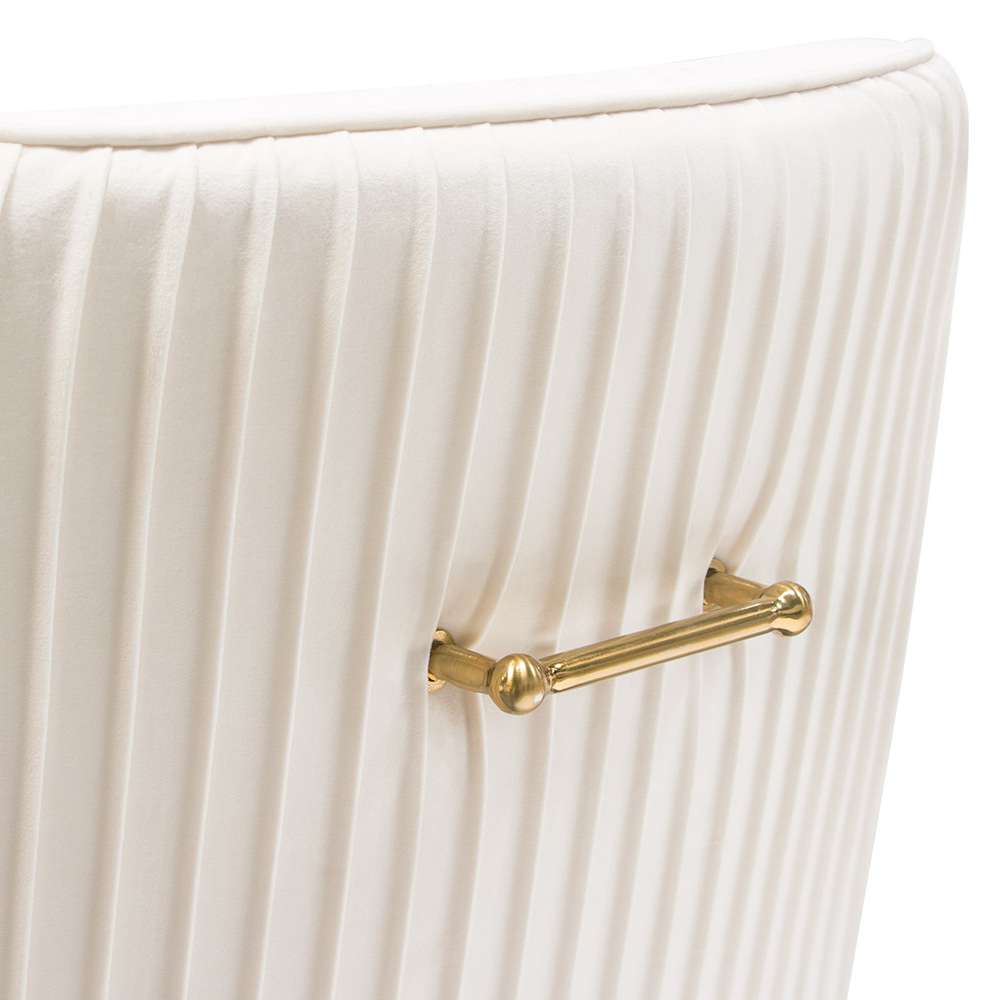 Diamond Sofa - Quinn Dining Chairs w/ Vertical Outside Pleat Detail and Contoured Arm in Cream Velvet w/ Brushed Gold Metal Leg (Set of 2) - QUINNDCCM2PK veiw 4
