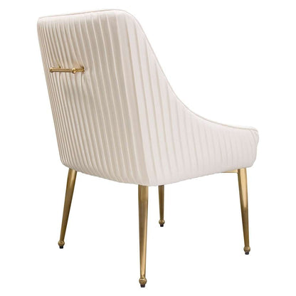 Diamond Sofa - Quinn Dining Chairs w/ Vertical Outside Pleat Detail and Contoured Arm in Cream Velvet w/ Brushed Gold Metal Leg (Set of 2) - QUINNDCCM2PK veiw 9