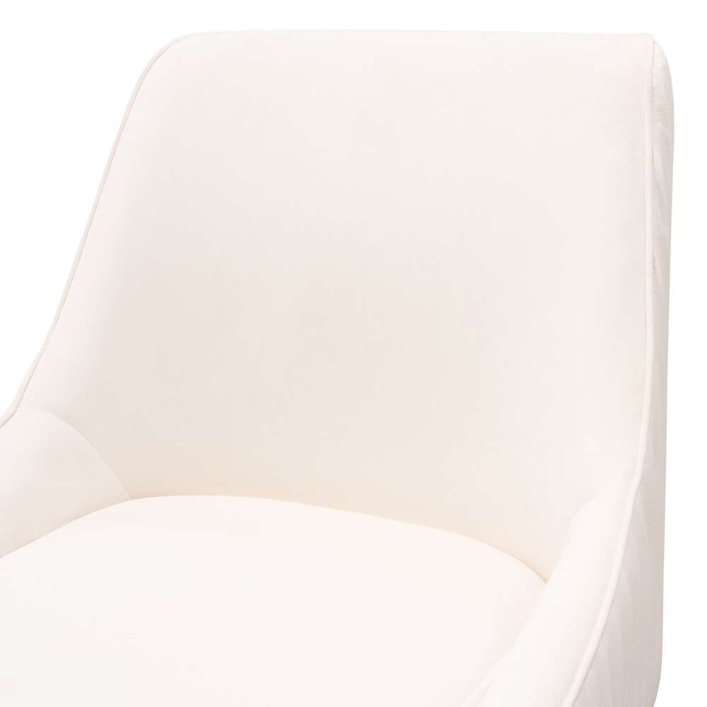 Diamond Sofa - Quinn Dining Chairs w/ Vertical Outside Pleat Detail and Contoured Arm in Cream Velvet w/ Brushed Gold Metal Leg (Set of 2) - QUINNDCCM2PK veiw 11