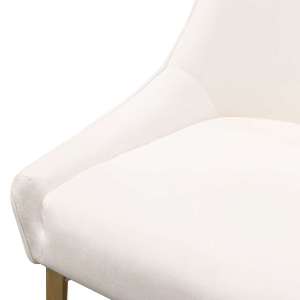 Diamond Sofa - Quinn Dining Chairs w/ Vertical Outside Pleat Detail and Contoured Arm in Cream Velvet w/ Brushed Gold Metal Leg (Set of 2) - QUINNDCCM2PK veiw 12