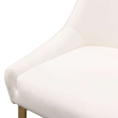 Diamond Sofa - Quinn Dining Chairs w/ Vertical Outside Pleat Detail and Contoured Arm in Cream Velvet w/ Brushed Gold Metal Leg (Set of 2) - QUINNDCCM2PK veiw 12
