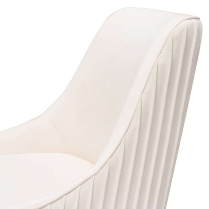 Diamond Sofa - Quinn Dining Chairs w/ Vertical Outside Pleat Detail and Contoured Arm in Cream Velvet w/ Brushed Gold Metal Leg (Set of 2) - QUINNDCCM2PK veiw 13