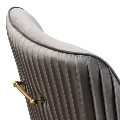 Diamond Sofa - Quinn Dining Chairs w/ Vertical Outside Pleat Detail and Contoured Arm in Grey Velvet w/ Brushed Gold Metal Leg (Set of 2) - QUINNDCGR2PK veiw 4
