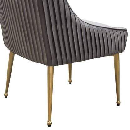 Diamond Sofa - Quinn Dining Chairs w/ Vertical Outside Pleat Detail and Contoured Arm in Grey Velvet w/ Brushed Gold Metal Leg (Set of 2) - QUINNDCGR2PK veiw 5