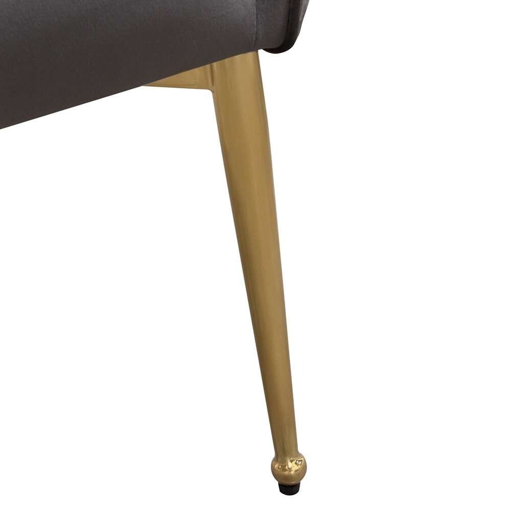 Diamond Sofa - Quinn Dining Chairs w/ Vertical Outside Pleat Detail and Contoured Arm in Grey Velvet w/ Brushed Gold Metal Leg (Set of 2) - QUINNDCGR2PK veiw 6