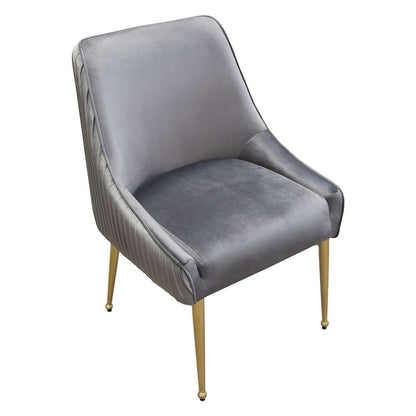 Diamond Sofa - Quinn Dining Chairs w/ Vertical Outside Pleat Detail and Contoured Arm in Grey Velvet w/ Brushed Gold Metal Leg (Set of 2) - QUINNDCGR2PK veiw 10
