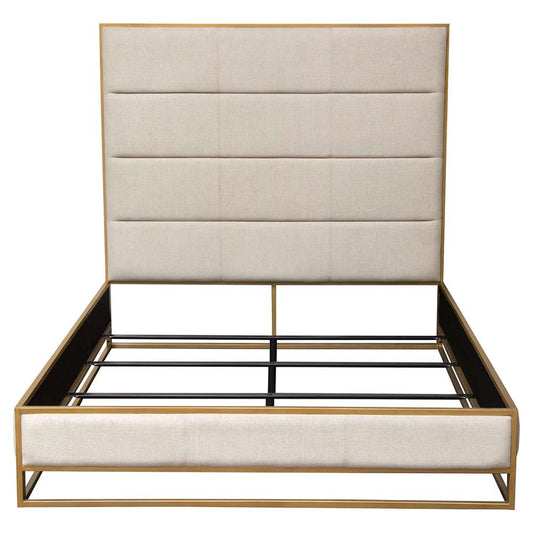 Diamond Sofa - Empire Eastern King Bed in Sand Fabric with Hand brushed Gold Metal Frame - EMPIREEKBEDSD veiw 1