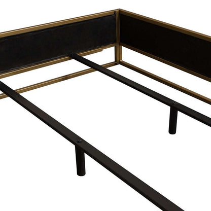 Diamond Sofa - Empire Eastern King Bed in Sand Fabric with Hand brushed Gold Metal Frame - EMPIREEKBEDSD veiw 4