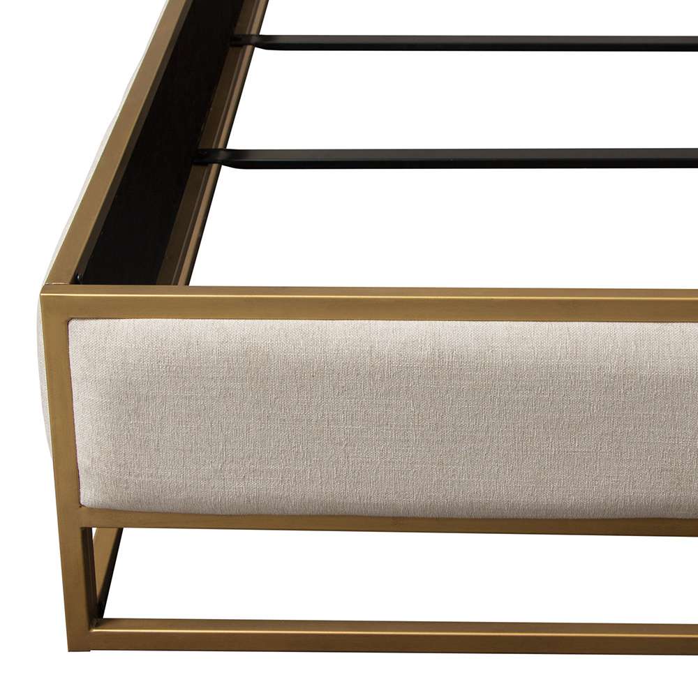 Diamond Sofa - Empire Eastern King Bed in Sand Fabric with Hand brushed Gold Metal Frame - EMPIREEKBEDSD veiw 5