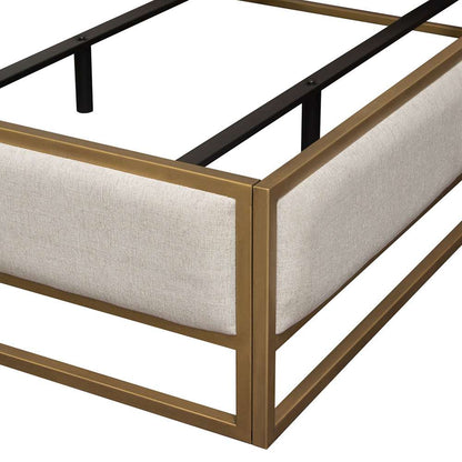 Diamond Sofa - Empire Eastern King Bed in Sand Fabric with Hand brushed Gold Metal Frame - EMPIREEKBEDSD veiw 6