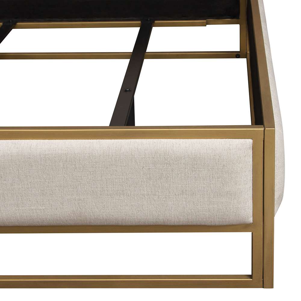 Diamond Sofa - Empire Eastern King Bed in Sand Fabric with Hand brushed Gold Metal Frame - EMPIREEKBEDSD veiw 7