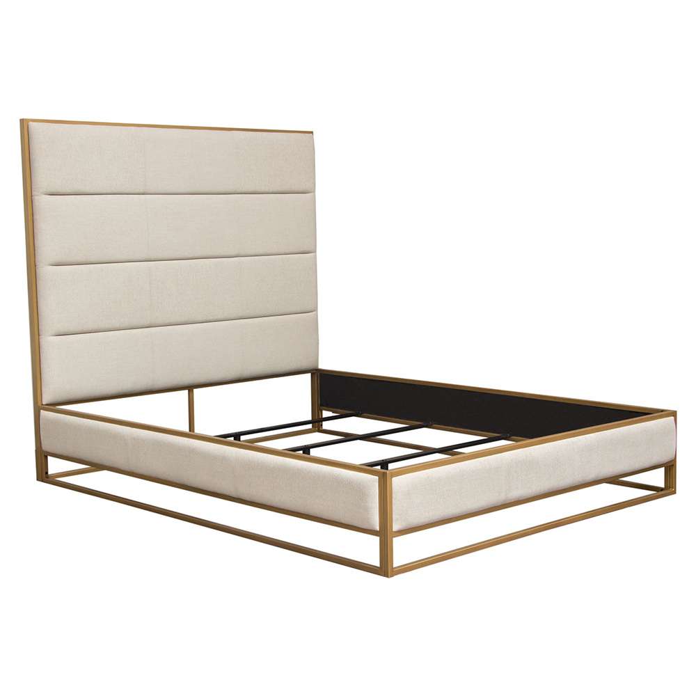 Diamond Sofa - Empire Eastern King Bed in Sand Fabric with Hand brushed Gold Metal Frame - EMPIREEKBEDSD veiw 9