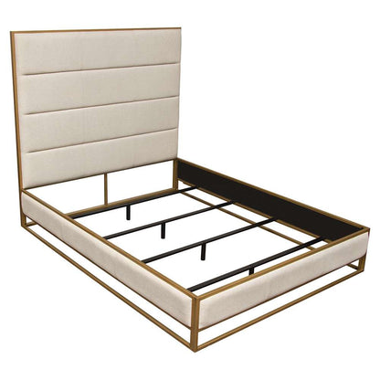 Diamond Sofa - Empire Eastern King Bed in Sand Fabric with Hand brushed Gold Metal Frame - EMPIREEKBEDSD veiw 10