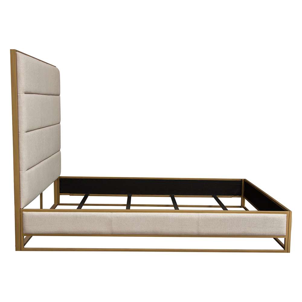 Diamond Sofa - Empire Eastern King Bed in Sand Fabric with Hand brushed Gold Metal Frame - EMPIREEKBEDSD veiw 11