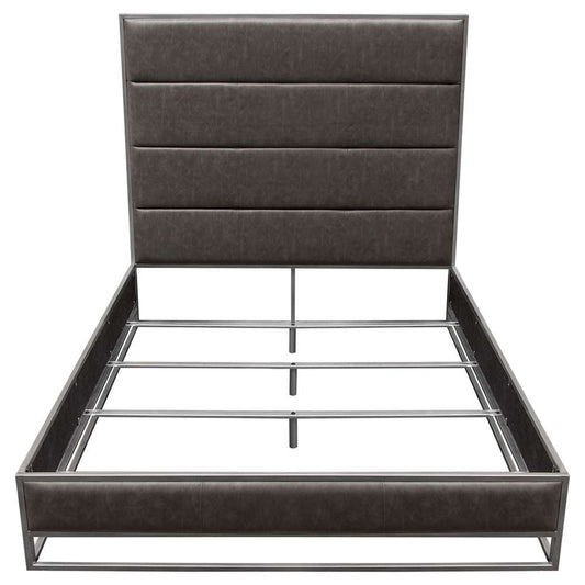 Diamond Sofa - Empire Eastern King Bed in Weathered Grey PU with Hand brushed Silver Metal Frame - EMPIREEKBEDGR veiw 2