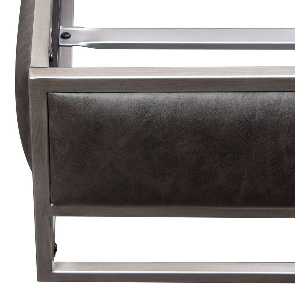 Diamond Sofa - Empire Eastern King Bed in Weathered Grey PU with Hand brushed Silver Metal Frame - EMPIREEKBEDGR veiw 5