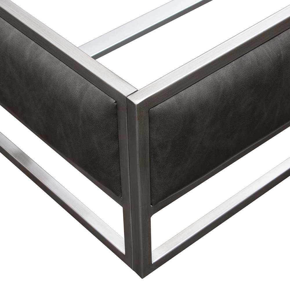 Diamond Sofa - Empire Eastern King Bed in Weathered Grey PU with Hand brushed Silver Metal Frame - EMPIREEKBEDGR veiw 6