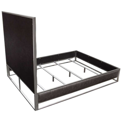 Diamond Sofa - Empire Eastern King Bed in Weathered Grey PU with Hand brushed Silver Metal Frame - EMPIREEKBEDGR veiw 12