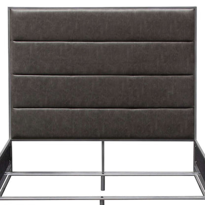 Diamond Sofa - Empire Eastern King Bed in Weathered Grey PU with Hand brushed Silver Metal Frame - EMPIREEKBEDGR veiw 13
