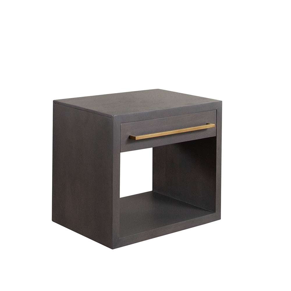 Diamond Sofa - Encore Solid Mango Wood 1-Drawer End Table in Grey Oak Finish w/ Gold Metal Handle - ENCOREETGO veiw 1