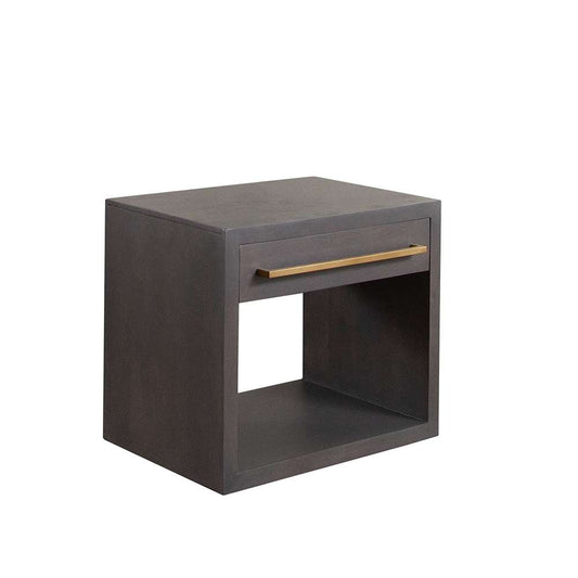 Diamond Sofa - Encore Solid Mango Wood 1-Drawer End Table in Grey Oak Finish w/ Gold Metal Handle - ENCOREETGO veiw 1