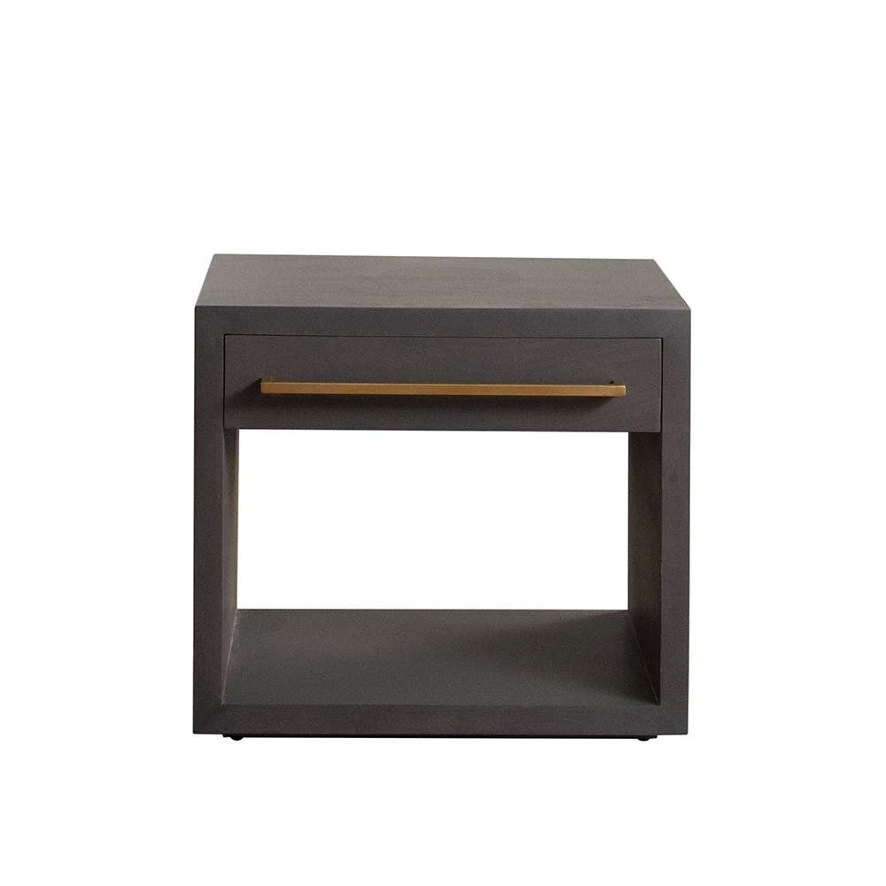 Diamond Sofa - Encore Solid Mango Wood 1-Drawer End Table in Grey Oak Finish w/ Gold Metal Handle - ENCOREETGO veiw 2