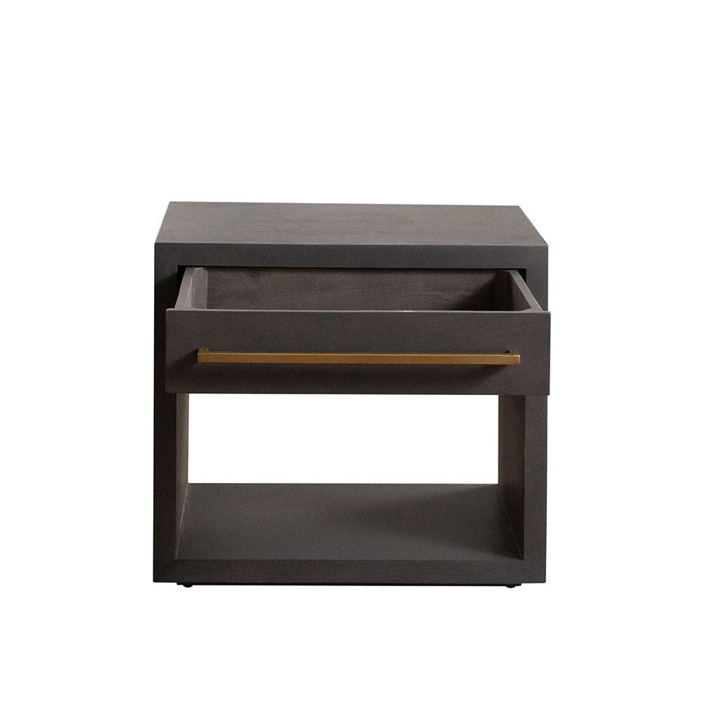 Diamond Sofa - Encore Solid Mango Wood 1-Drawer End Table in Grey Oak Finish w/ Gold Metal Handle - ENCOREETGO veiw 3