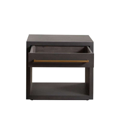 Diamond Sofa - Encore Solid Mango Wood 1-Drawer End Table in Grey Oak Finish w/ Gold Metal Handle - ENCOREETGO veiw 3