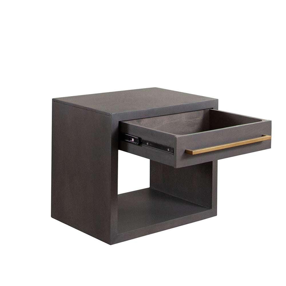 Diamond Sofa - Encore Solid Mango Wood 1-Drawer End Table in Grey Oak Finish w/ Gold Metal Handle - ENCOREETGO veiw 4