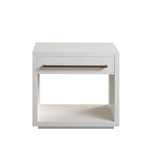 Diamond Sofa - Encore Solid Mango Wood 1-Drawer End Table in White Finish w/ Gold Metal Handle - ENCOREETWH veiw 1